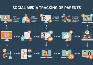 some social media icon and top of that board written SOCIAL MEDIA TRACKING OR PARENTS