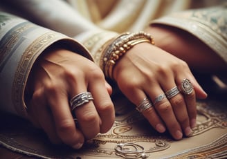 men and women hands wearing engagement rings