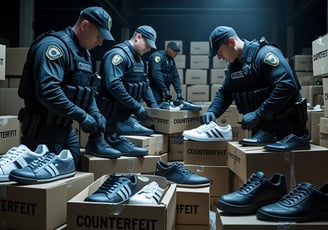 4 securiy persons checking the shoes boxes