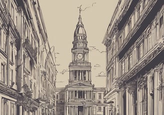 A curved facade covered in white latticework