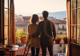 a couple in their rental home in Teramo, Italy