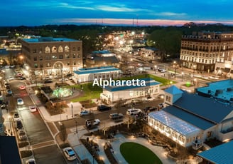 Aerial view of Alpharetta Georgia in the evening