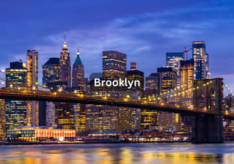 Brooklyn Bridge night view of New York City New York