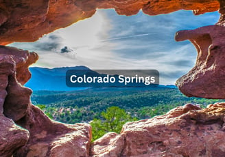 Scenic Colorado Springs Colorado with rock formation and landscape