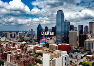 Aerial view of downtown Dallas Texas