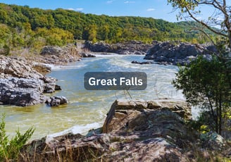 Peaceful water flowing in Great Falls Virginia