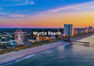 Beach view with ferris wheel in Myrtle Beach South Carolina