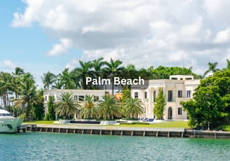 Waterview of mansion in Palm Beach Florida