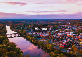 Riverview and bridge aerial view in Vienna Virginia