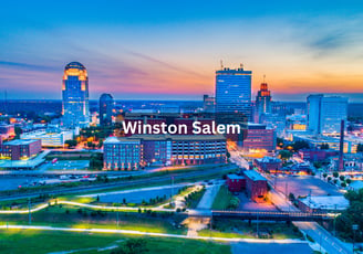 Aerial view of downtown Winston Salem North Carolina