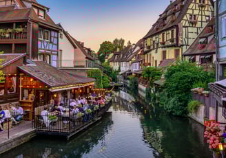 a city with a river running through it