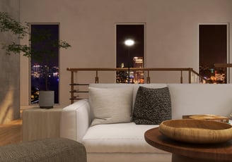 Diseño final, espacio lindo con un sofa correcta iluminación