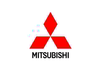 a red and white logo with the letter a in the middle mitsubishi