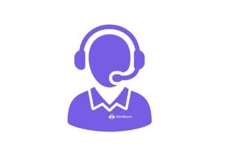 Purple support agent icon symbolizing personal assistance and guidance SilentBuyers.