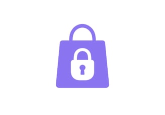 Purple lock icon representing secure and private online shopping.