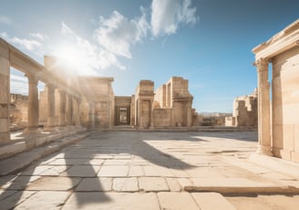 a stone building with columns and columns in the middle of it