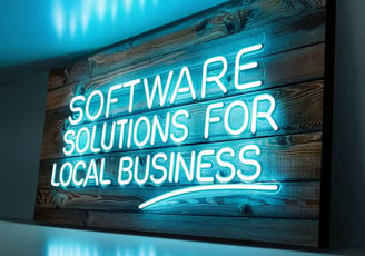 a neon sign that says software solutions