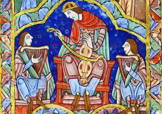 illustration moyen age bardes musiciens