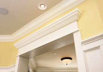 A beautiful and elegant door frame with doors. Example of door casing and door frame millwork.