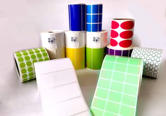 Rollos de etiquetas blancas fondeadas para transferencia térmica, compatibles con Zebra