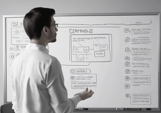 a man standing in front of a whiteboard