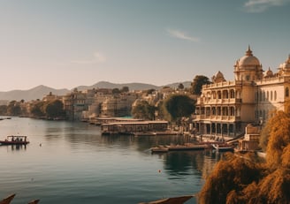 a boat in the water near a large building