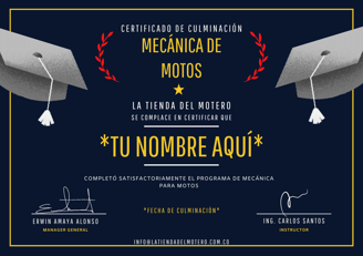 Certificado de Culminación | Mecánica de Motos Online