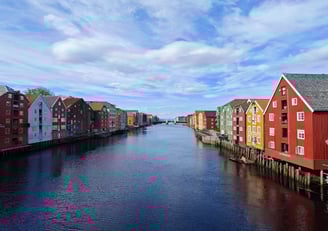 Colourful houses in Trondheim Norway