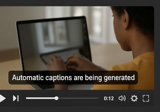 A screenshot showing a video with automatic captions being generated or edited