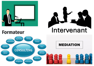 Présentation d'intervention, choix de médiation, plan de consulting, homme qui présente formation