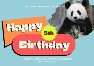 a panda bear with a happy birthday message