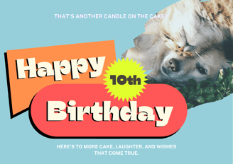 a dog and a cat are laying on the grass with a happy birthday message