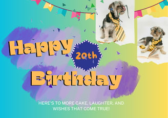 a dog wearing a tie with a happy birthday message