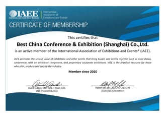 Best China Conference & Exhibition by IAEE | Huamo Expo Honor
