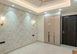 Designer Bedroom of 3 BHK Luxury Builder Floor Near 100 Feet Road — Chattarpur
