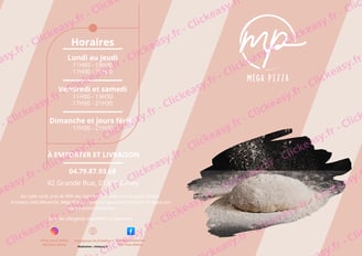 a poster for a restaurant called mega pizza
