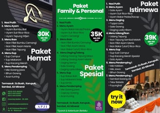 Brosur menu prasmanan Paket Family – Catering Andini Makassar