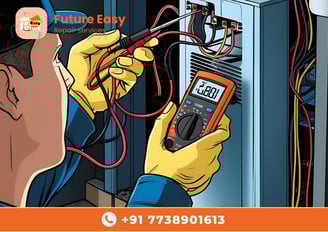 Technician using multimeter to check air cooler wiring – Future Easy repair service