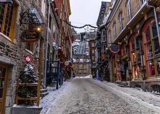 Streets of Old Quebec in winter