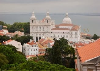 Lisbon - View of the Church of Sao Vicente de Fora overlooking Tagus River