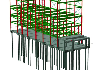 Projeto Estrutural de uma escola. Estrutura mista (concreto + metálica).