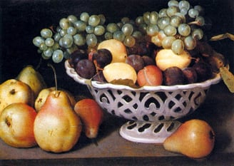 Maiolica Basket of Fruit by Fede Galizia, 1610