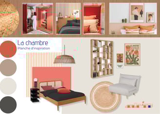 Planche d'inspiration chambre adulte terracotta