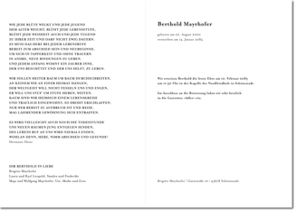 Trauerkarten-Innenseiten-Gestaltung im Format DIN A5
