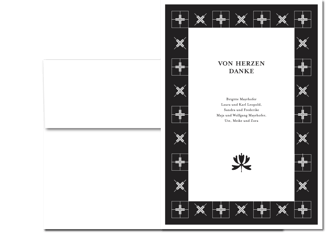 Danksagung aus der Design-Edition Zero mit stregem Kreuz-Ornament