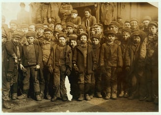 "Breaker boys working in Ewen Breaker of Pennsylvania Coal Co." Photo by Lewis Wickes Hines, 1911.