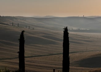 Crete Senesi at sunrise near Siena in Tuscany