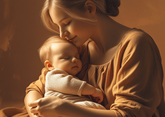 Eine Mutter und Baby.
