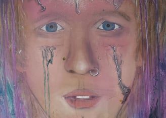 a painting of a man with piercings on his face
