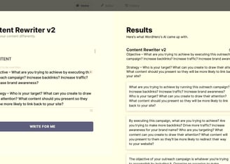 WordHero AI Content Rewriter V2 Interface